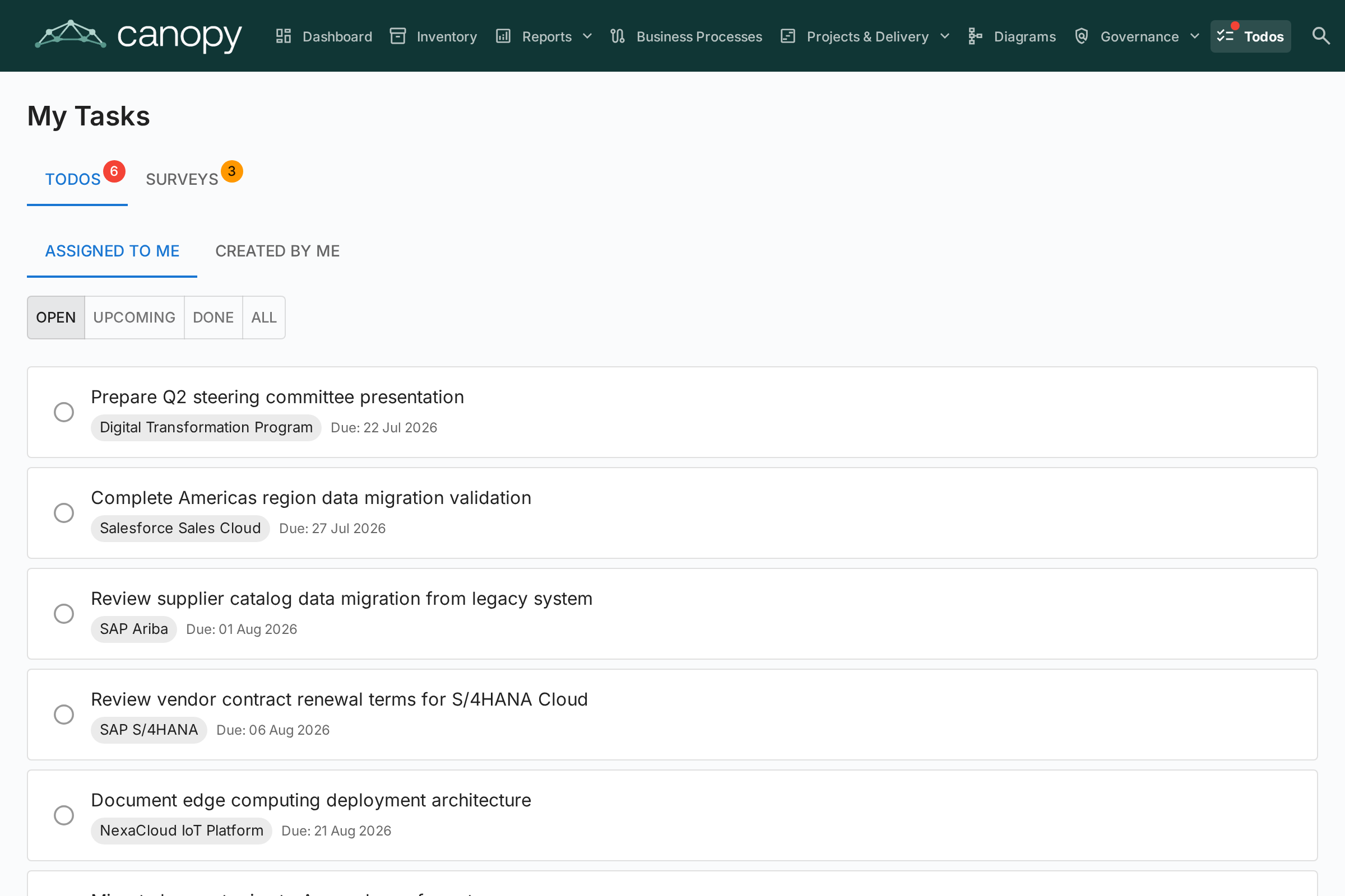 My Tasks Section