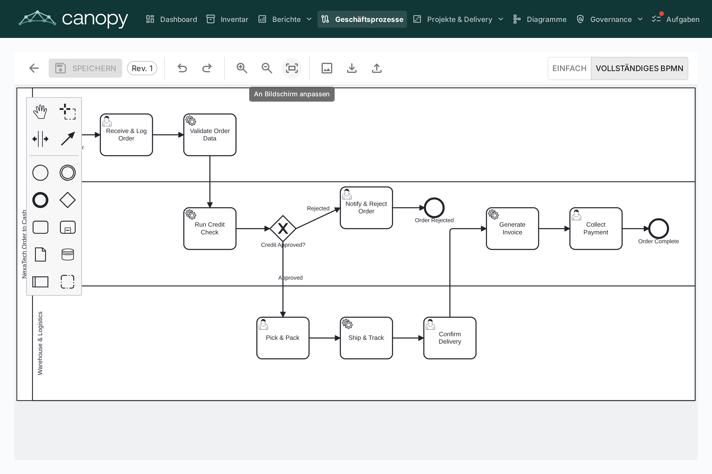 BPM Prozessfluss-Editor