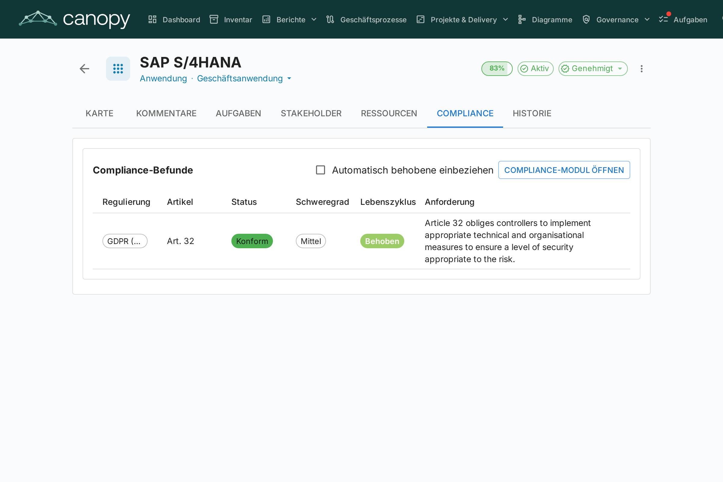 Kartendetail — Compliance-Reiter