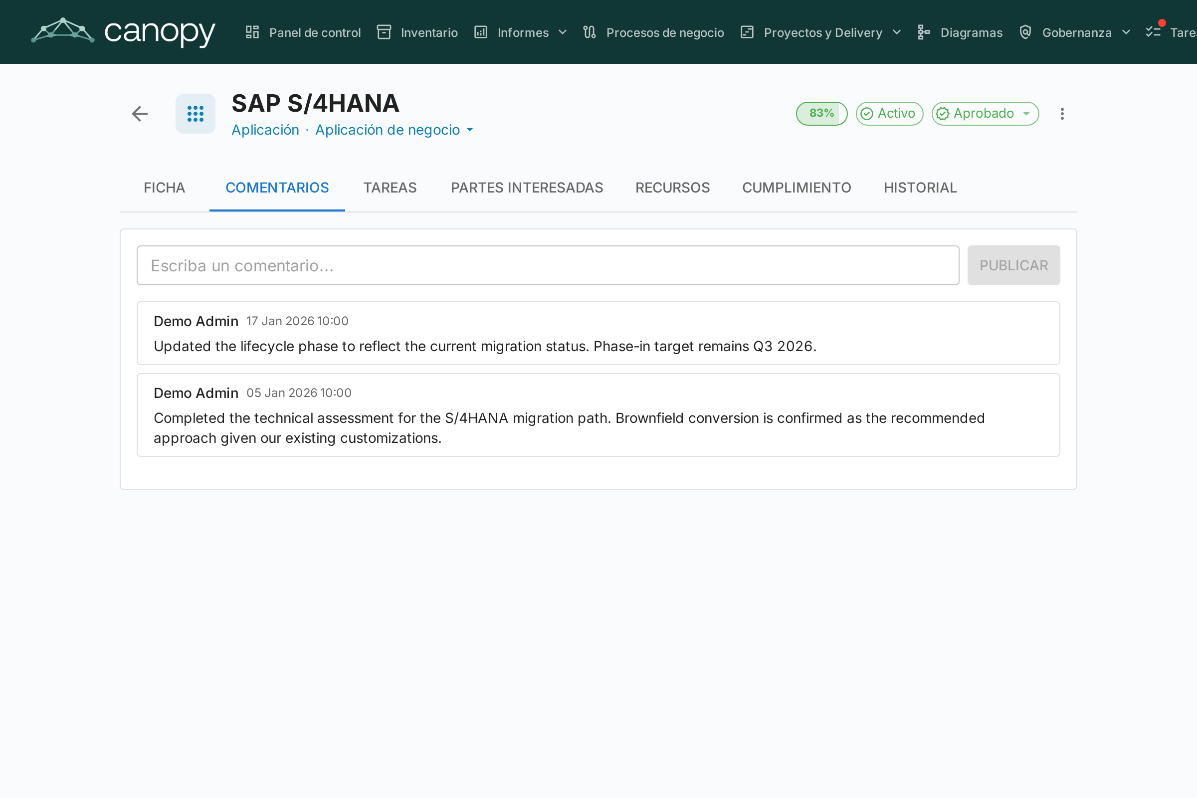 Sección de Comentarios de una Ficha