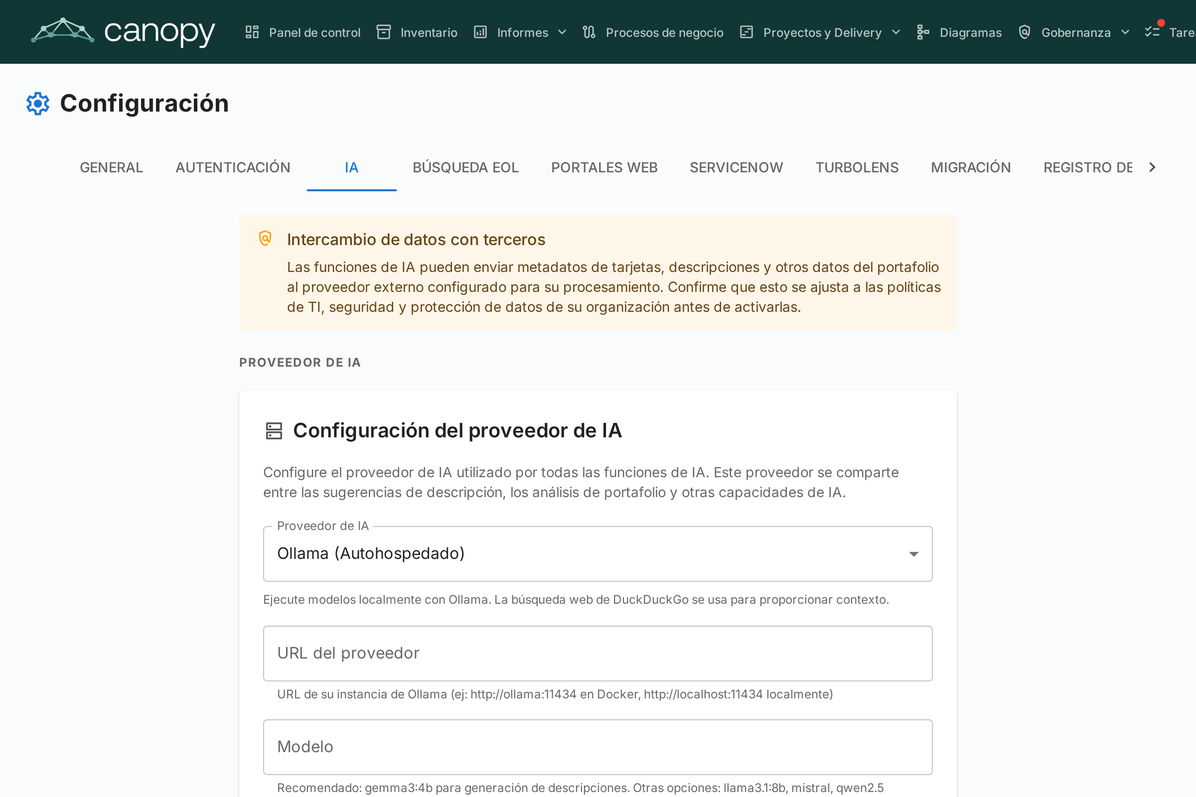 Configuración de Sugerencias IA