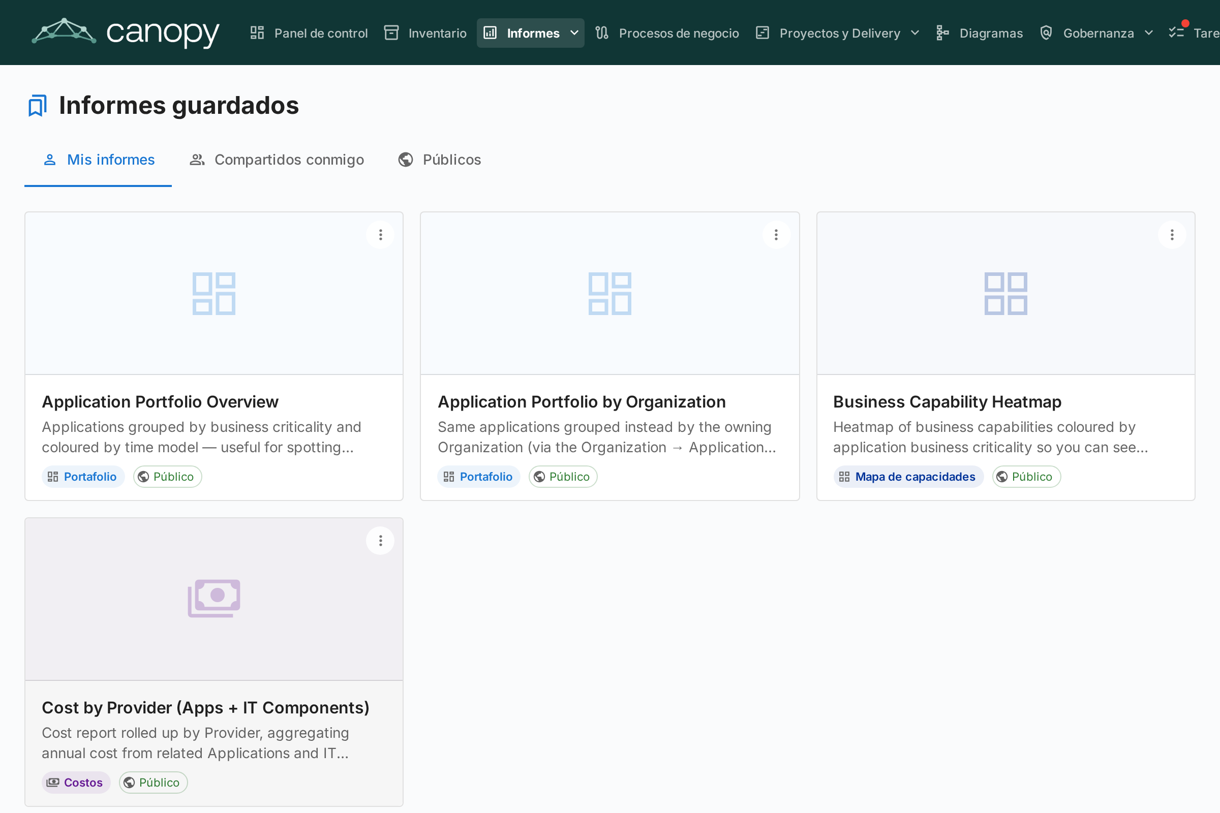 Galería de Informes Guardados