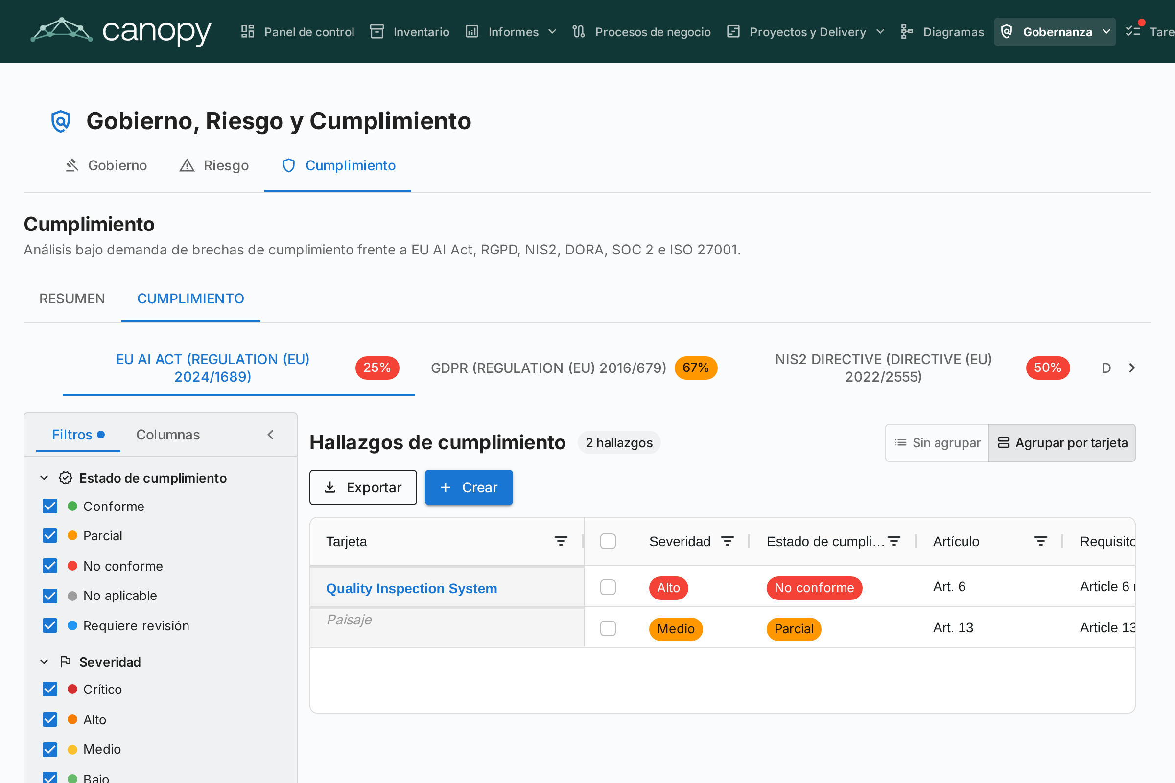 GRC — Registro de cumplimiento