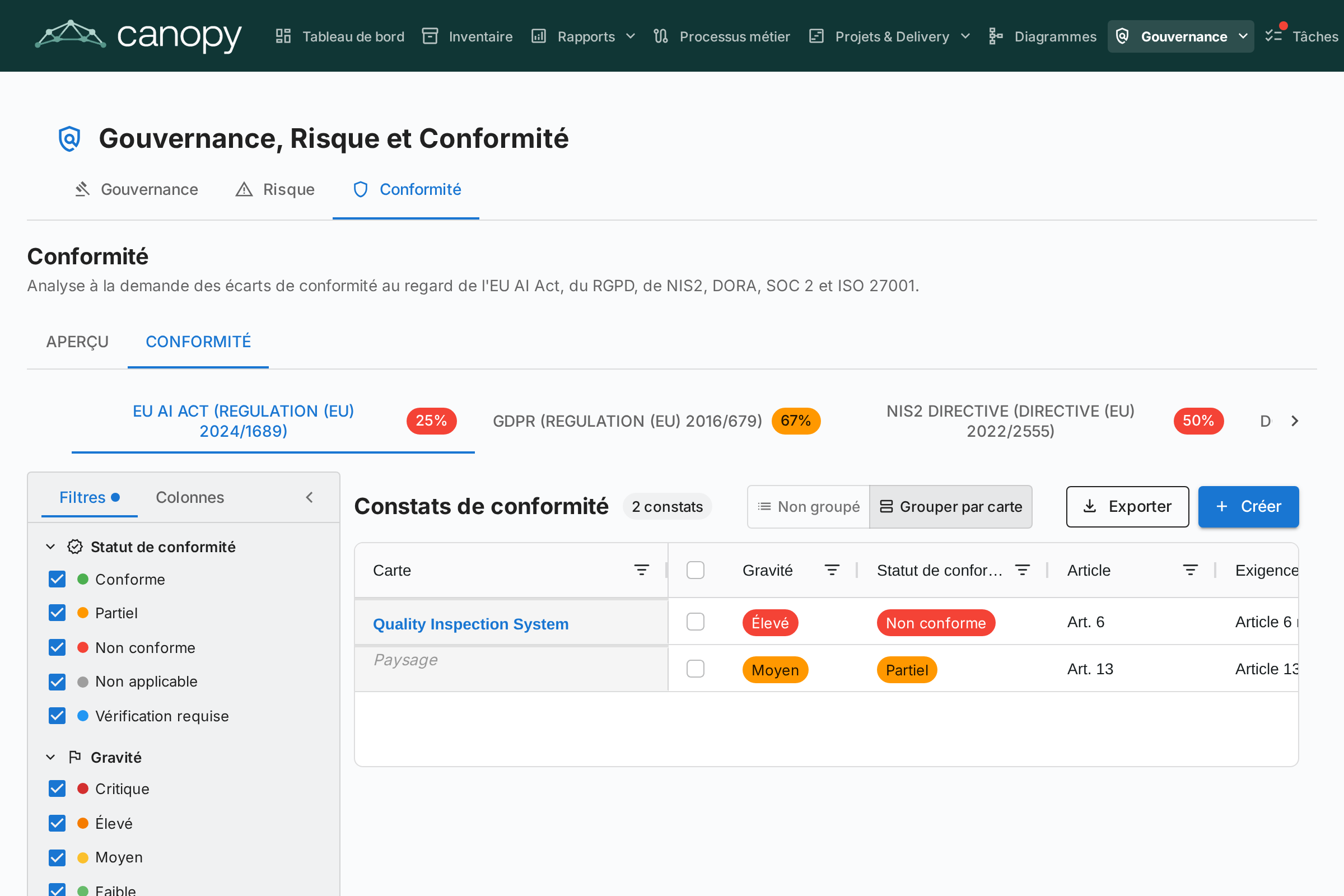GRC — Registre de conformité