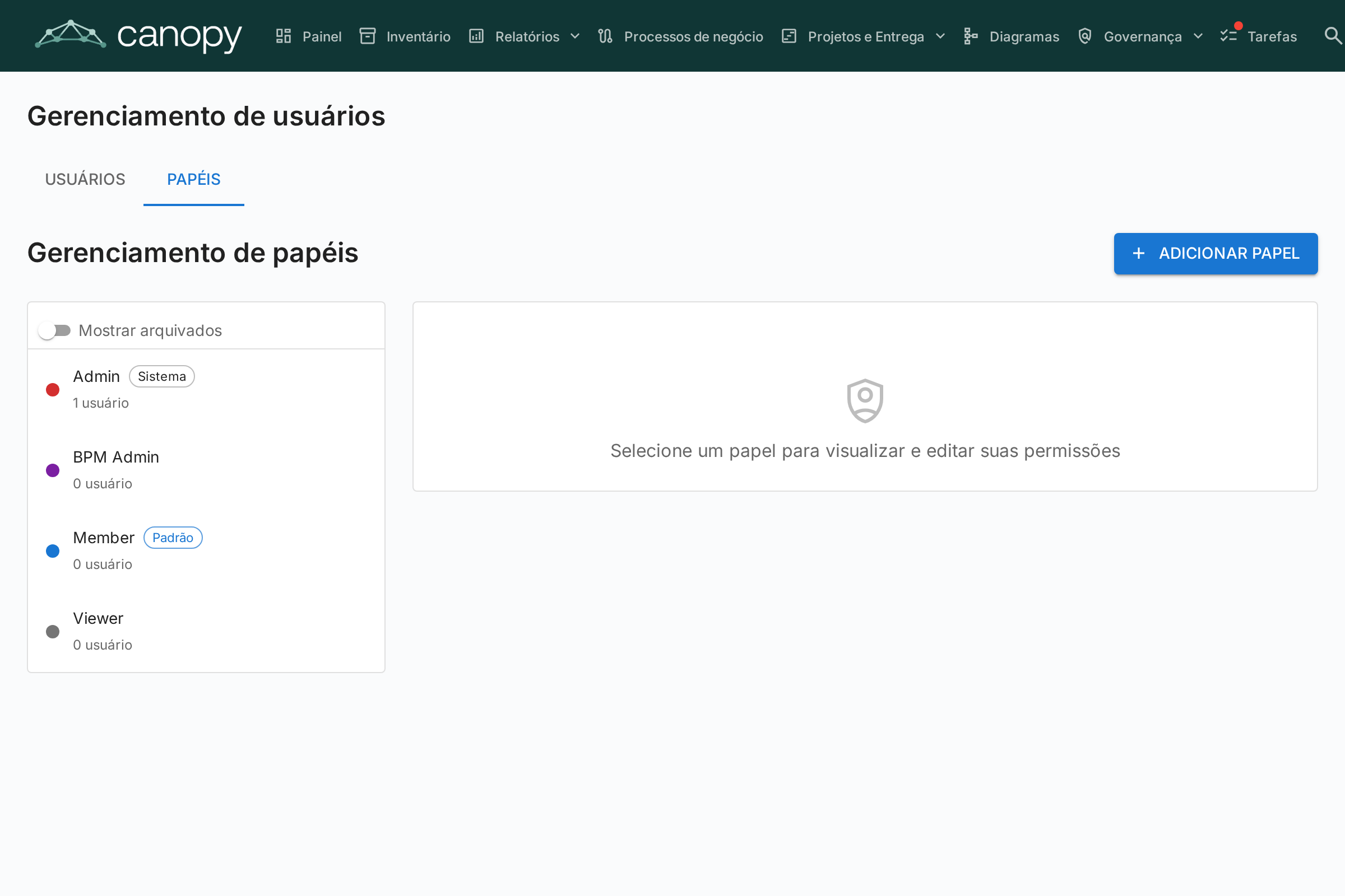 Gestão de papéis